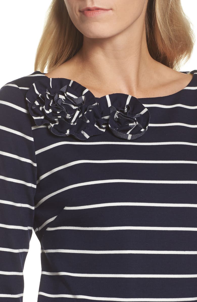 Eliza J Stripe Flower Detail Shift Dress, Alternate, color, 