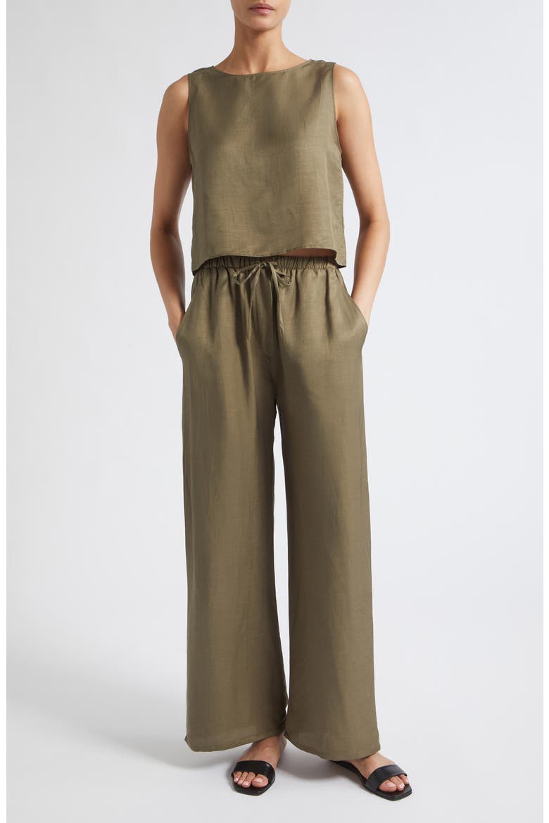 Daniel Wide Leg Linen Blend Drawstring Pants, Alternate, color, CYPRESS
