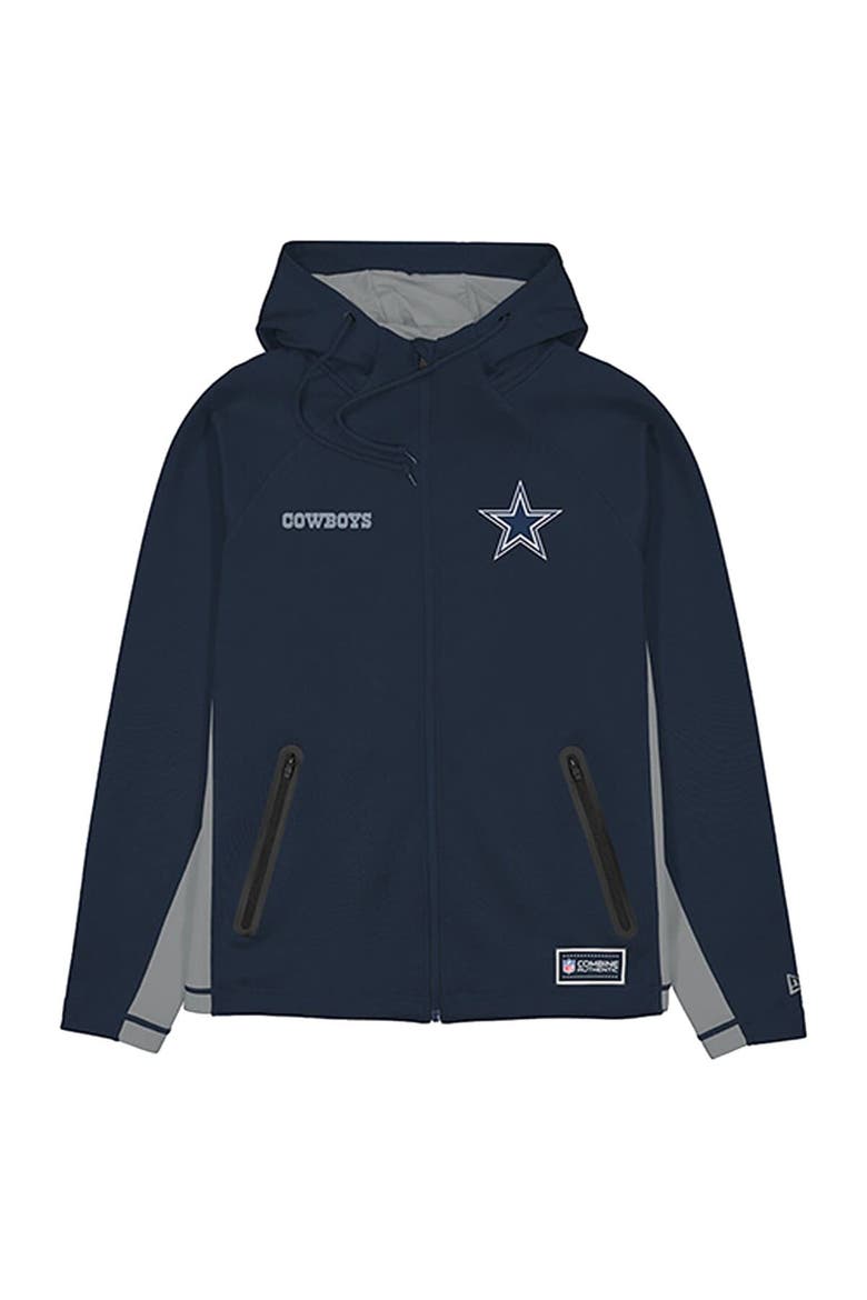 Men's New Era  Navy Dallas Cowboys Combine Authentic Raglan Scuba Full-Zip Hoodie, Alternate, color, Navy