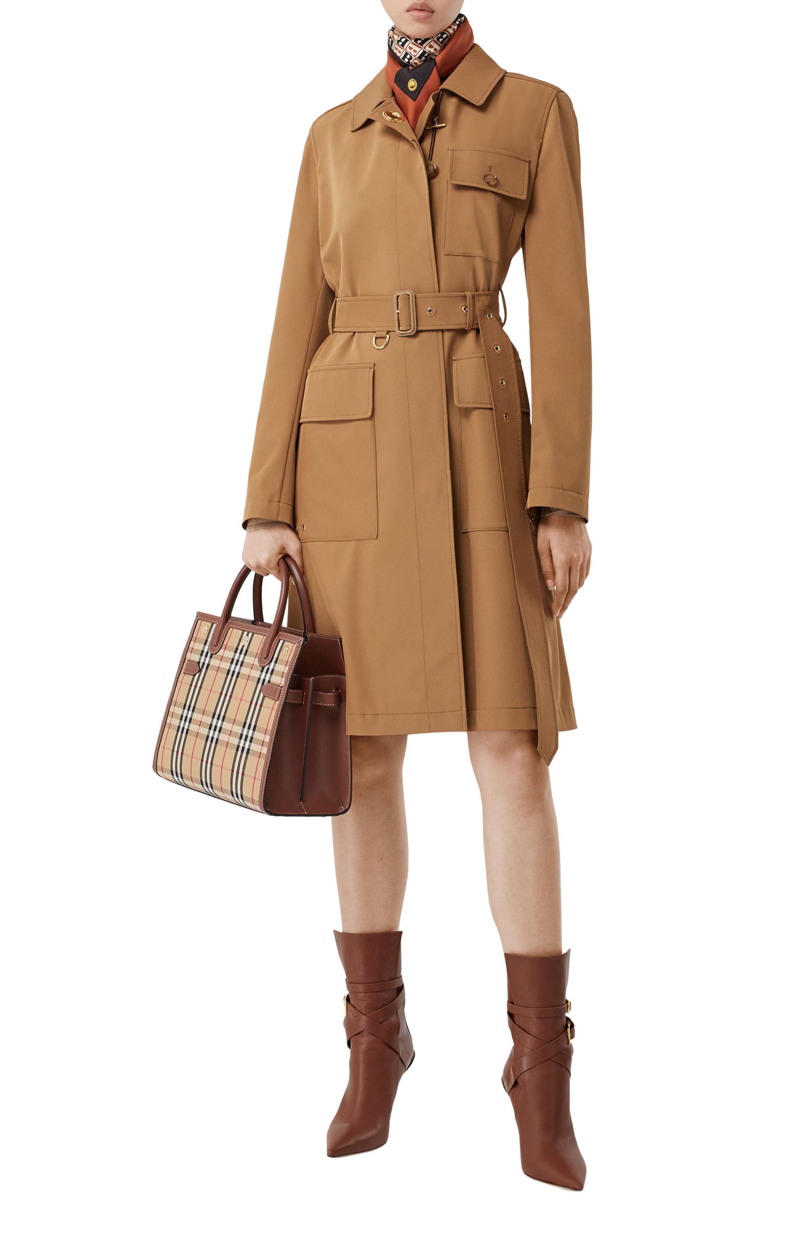 Burberry Small Title Check Double Handle Canvas & Leather Bag, Alternate, color, 