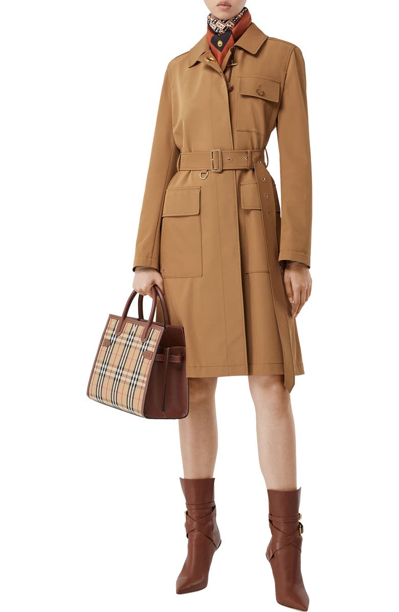 Burberry Small Title Check Double Handle Canvas & Leather Bag, Alternate, color,