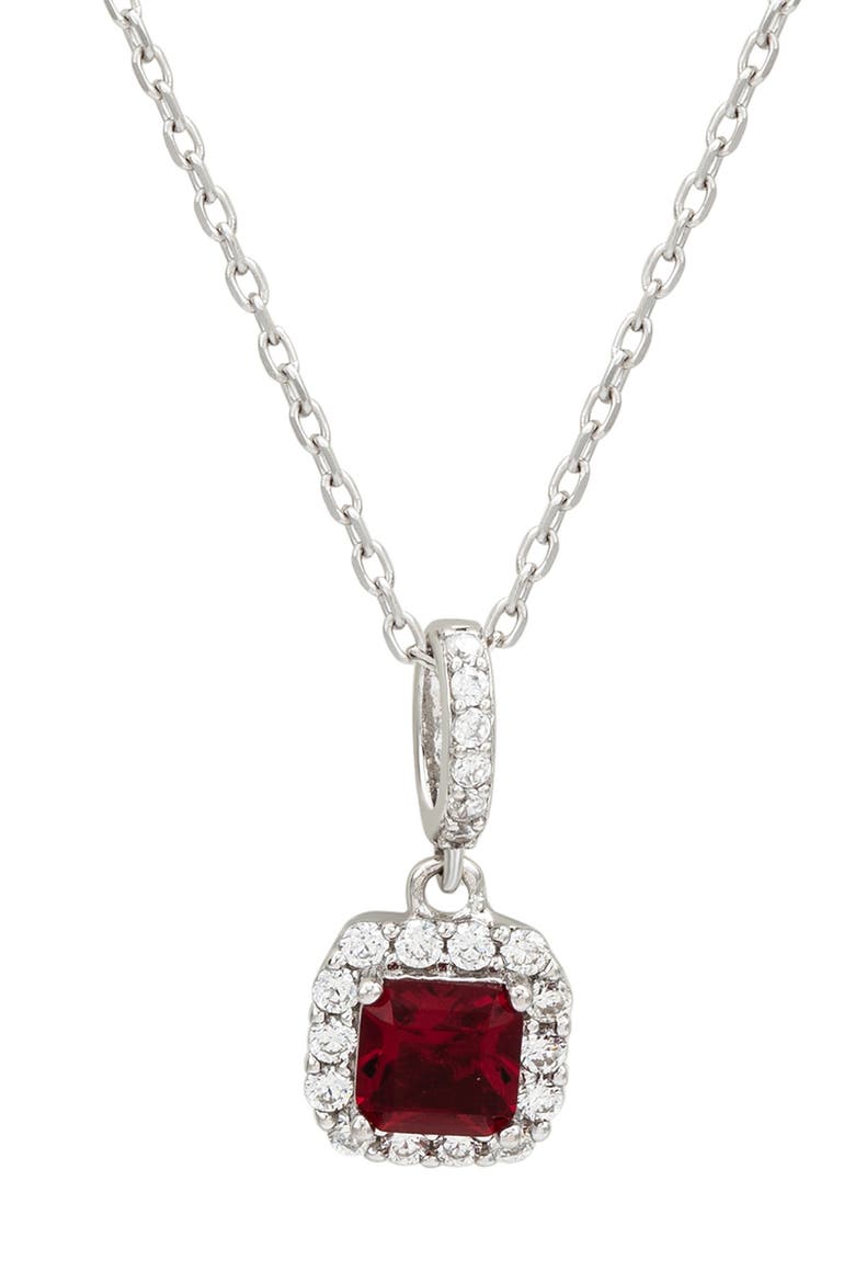 Asscher Cut Pendant Necklace, Main, color, RED