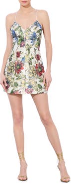 Alice + Olivia Tayla Floral Jacquard Lantern Minidress