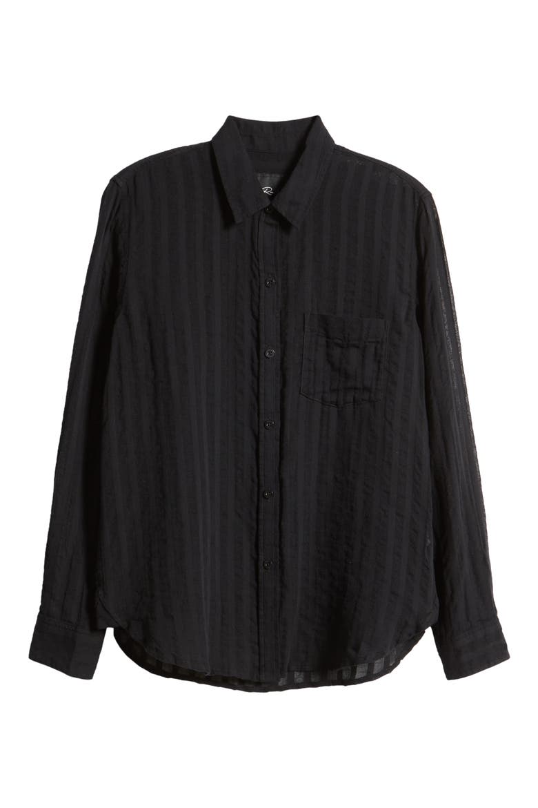Charli Shadow Stripe Cotton Button-Up Shirt, Alternate, color, BLACK SHADOW STRIPE