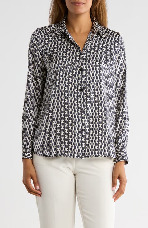 Satin Long Sleeve Button-Up Shirt