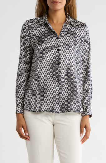 Satin Long Sleeve Button-Up Shirt