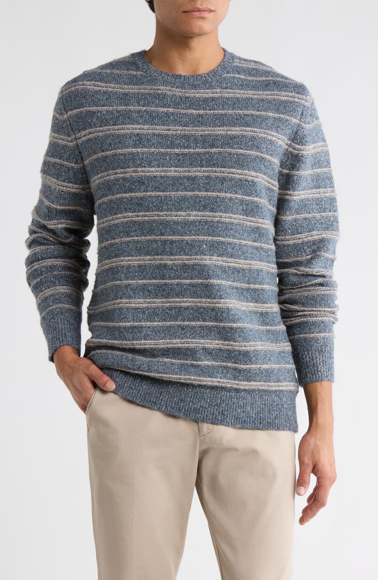 WEATHERPROOF VINTAGE Fuzzy Stripe Crewneck Sweater, Main, color, Denim