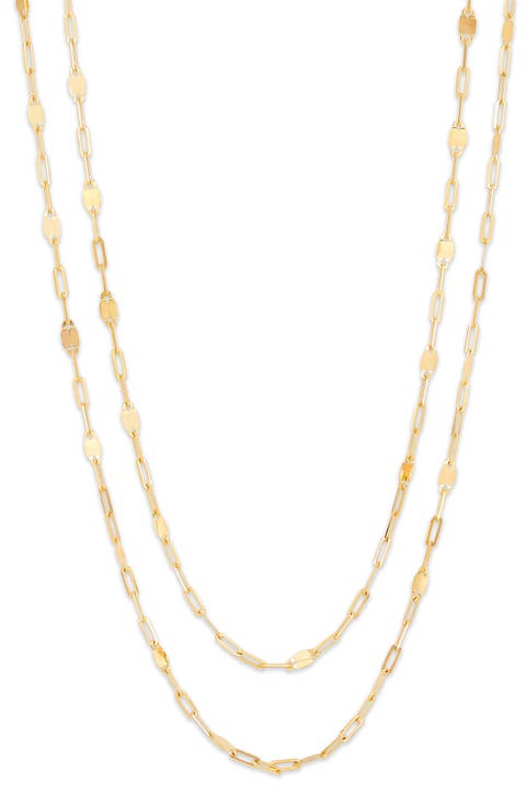 14K Yellow Gold Mirror Chain Layered Necklace