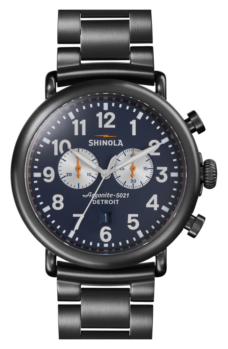 Shinola 'The Runwell Chrono' Bracelet Watch, 47mm, Main, color, 
