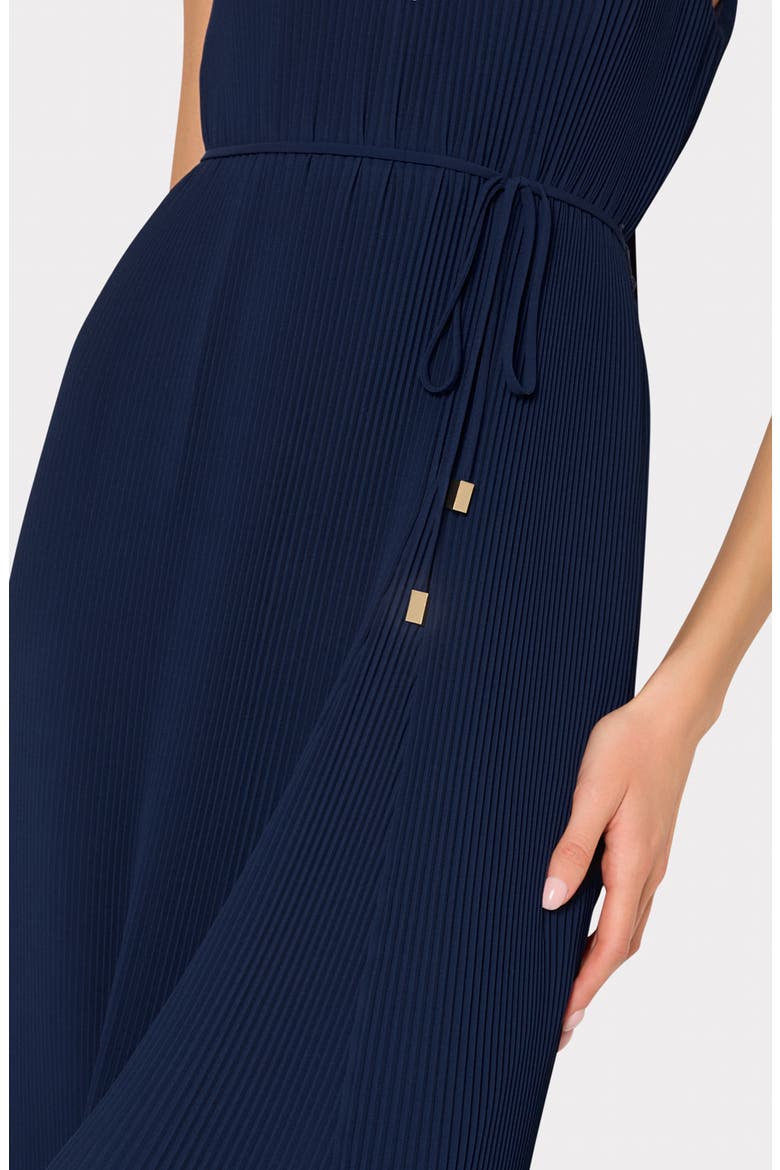 Nalani Pleated Sleeveless High-Low Midi Dress, Alternate, color, NAVY