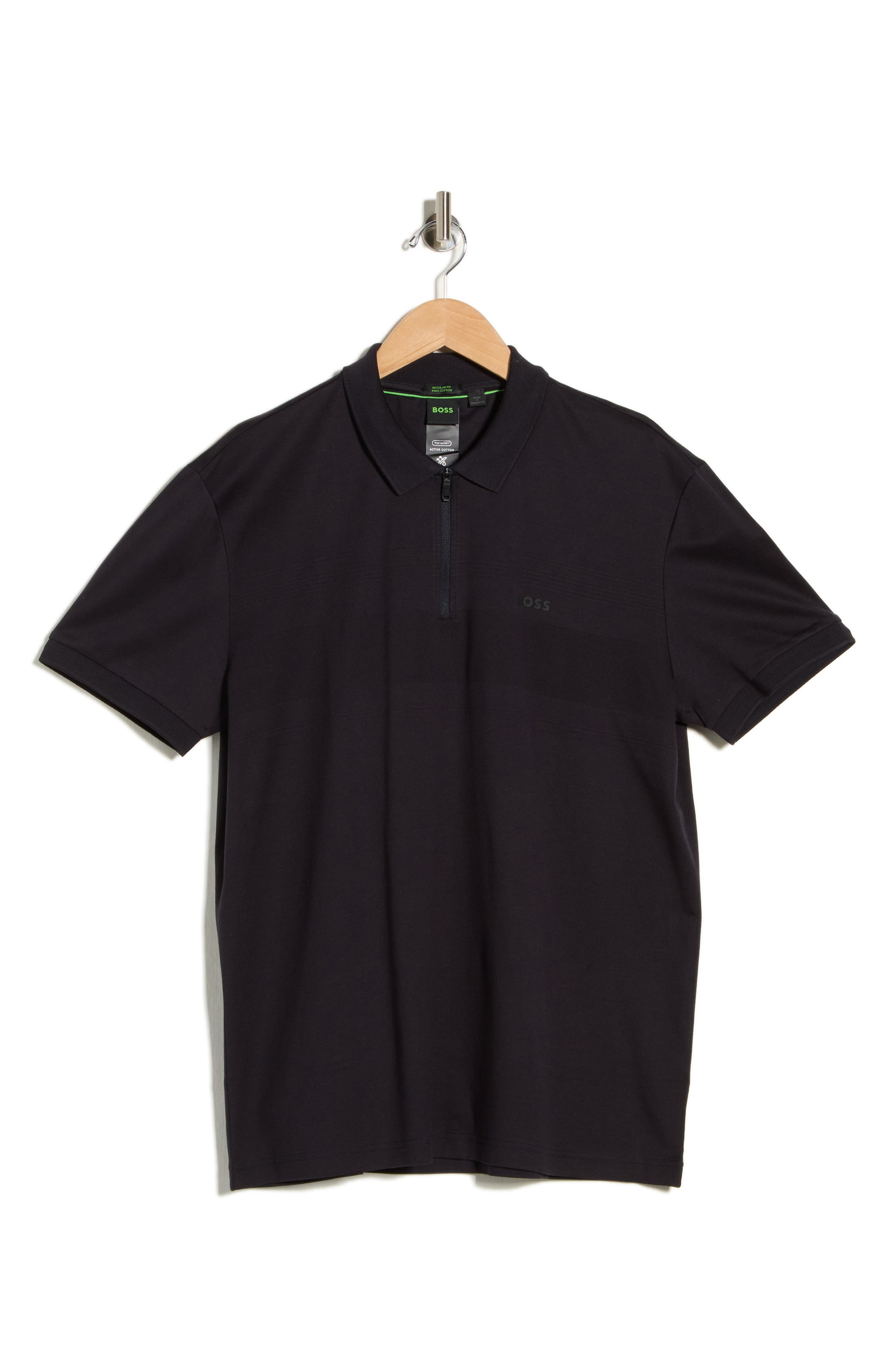 BOSS Philix Pima Cotton Quarter Zip Knit Polo