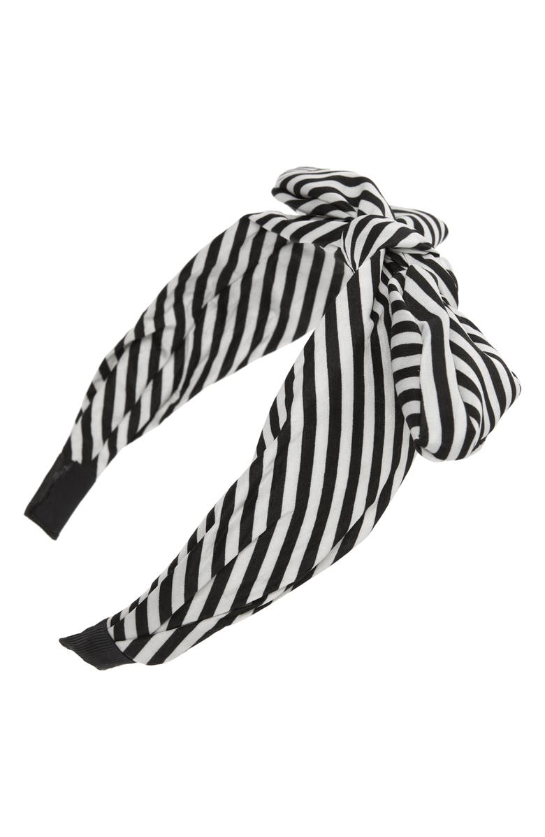 Tasha Knotted Stripe Bow Headband, Main, color, 