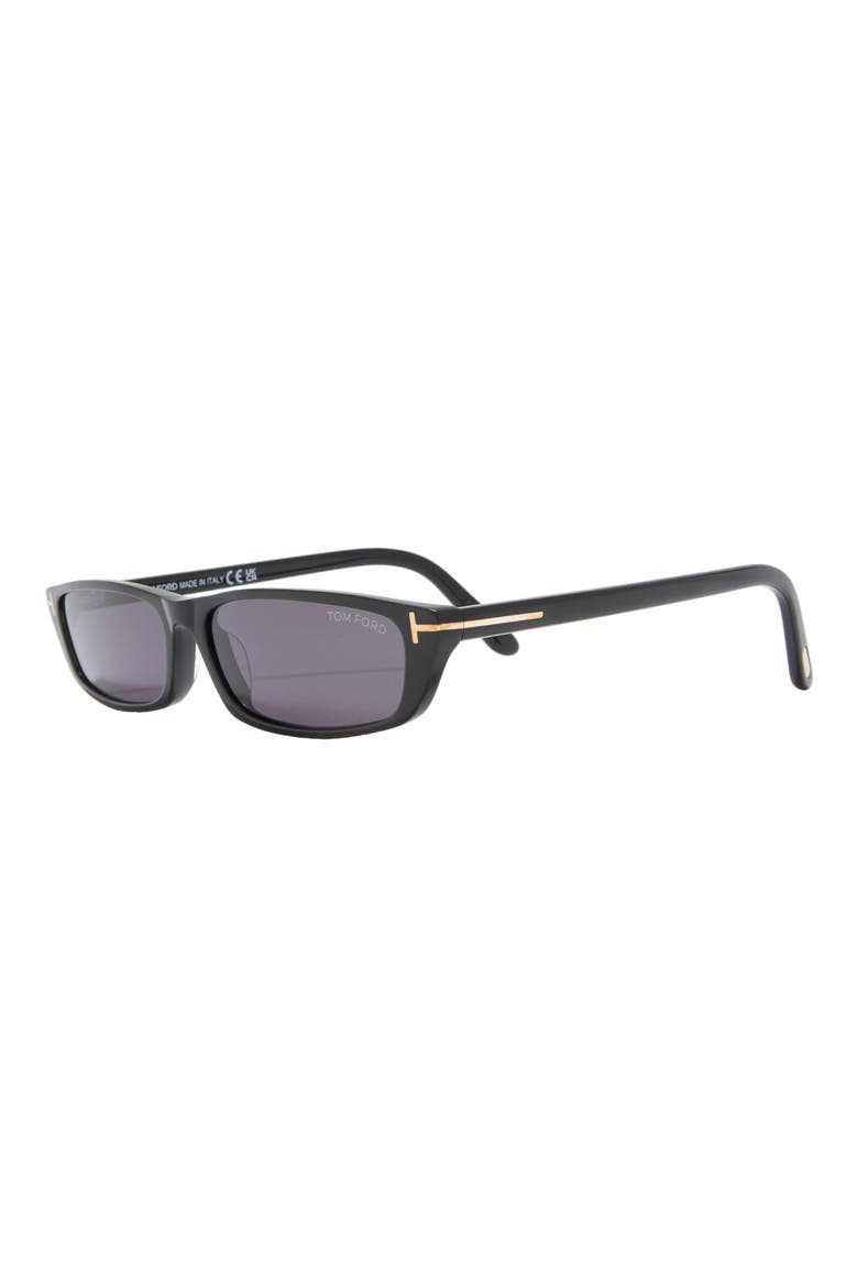 59mm Slim Rectangle Sunglasses, Alternate, color, SHINY BLACK / SMOKE