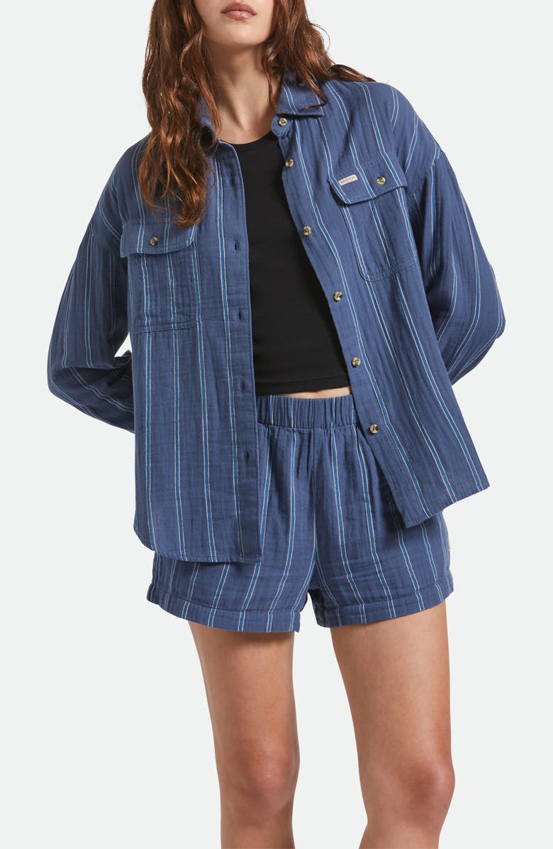 Brixton Wandering Stripe Cotton Overshirt, Main, color,