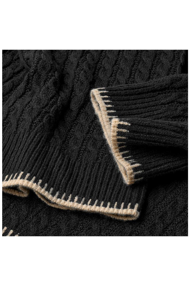 Rylynn Quarter Zip Cable Knit Sweater, Alternate, color, BLACK