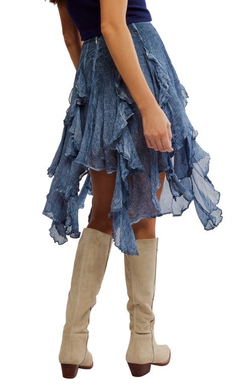 Free People Susanna Ruffle Handkerchief Hem Midi Skirt In Blue