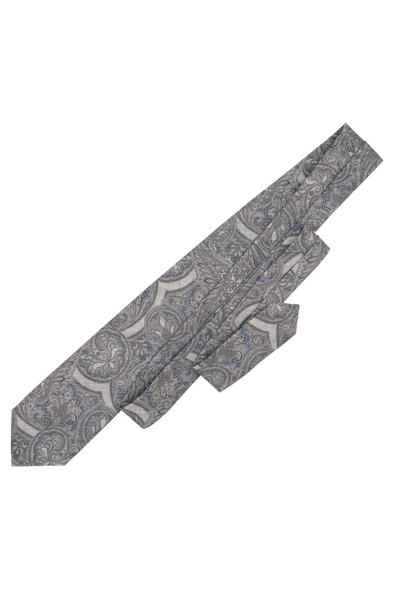 San Marco - Extra Long Printed Silk Tie for Men, Alternate, color, Misty Blue