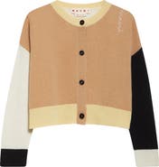 Marni Colorblock Boxy Crop Cashmere Cardigan