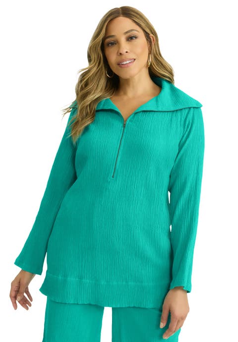 Gauze Half-Zip Tunic (Plus)