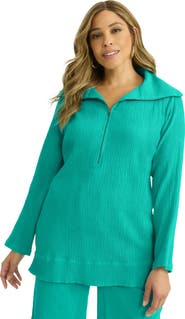 Jessica London Gauze Half-Zip Tunic
