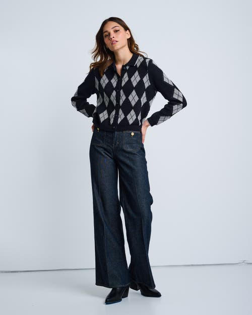 Lisa Todd Diamond Dip Argyle Cardigan In Black