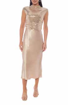 TASH AND SOPHIE Disco Dot Sequin & Satin Midi Dress