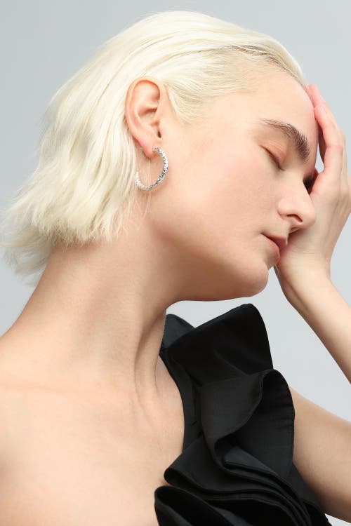 Classicharms Cubic Zirconia Molten C Hoop Earrings In Silver