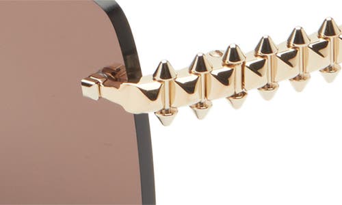 Cartier 58mm Rimless Rectangular Sunglasses In Gold/brown