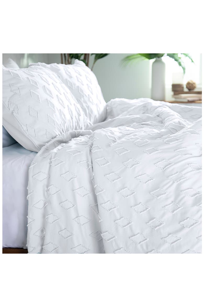 Delta Clipped Jacquard Duvet Cover Set, Alternate, color, WHITE