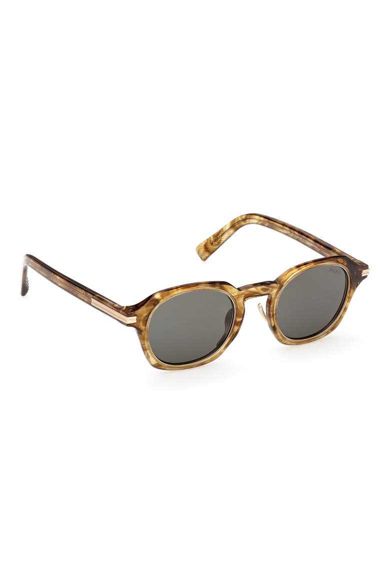 47mm Round Sunglasses, Alternate, color, TRANSPARENT BROWN / GREEN