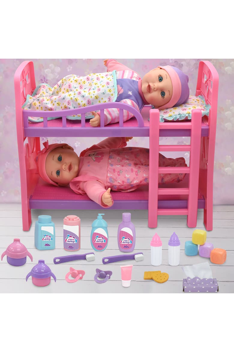 12" Twin Dolls Bedtime Fun Set 29Pc, Alternate, color, Multicolored