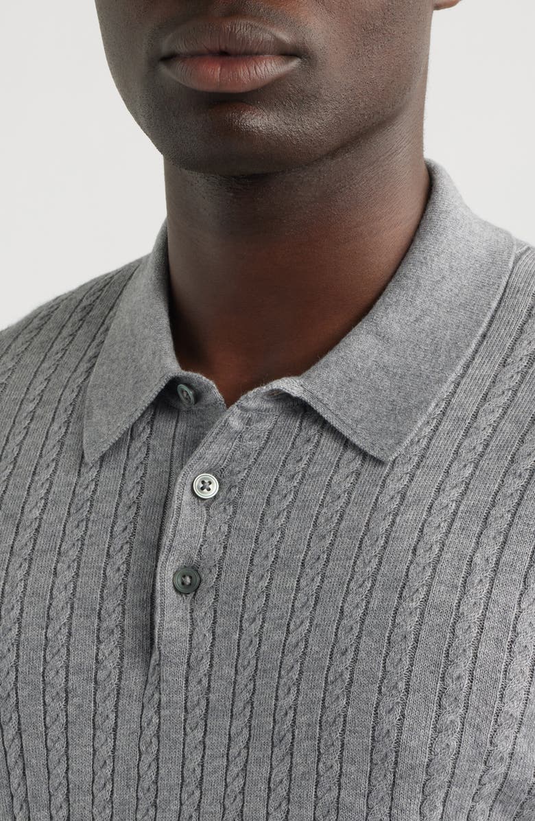Nordstrom Cabled Cotton & Cashmere Polo Sweater, Alternate, color, 