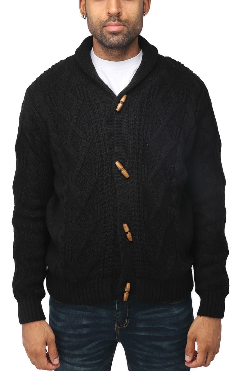 XRAY Shawl Collar Cable Knit Cardigan, Alternate, color, Black