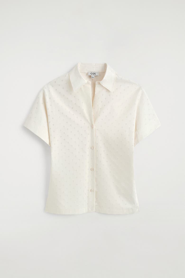 Polka-dot Jacquard Cotton Shirt, Alternate, color, WHITE / POLKA DOT