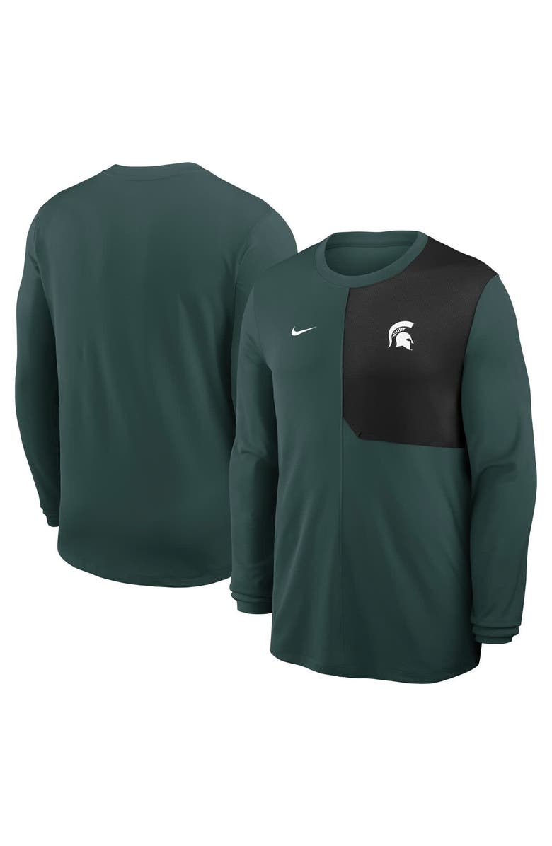 Nike Men's Nike Green Michigan State Spartans 2025 Sideline Coach UV Performance Long Sleeve T-Shirt, Main, color, Green