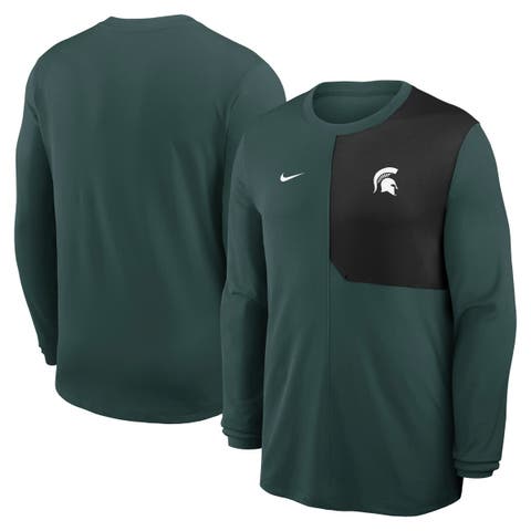 Men's Nike Green Michigan State Spartans 2025 Sideline Coach UV Performance Long Sleeve T-Shirt