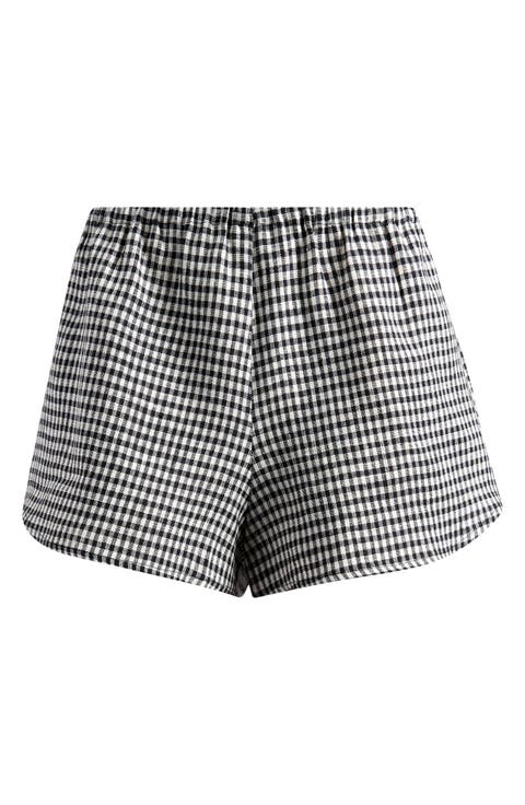 Tiffie Check Linen Shorts