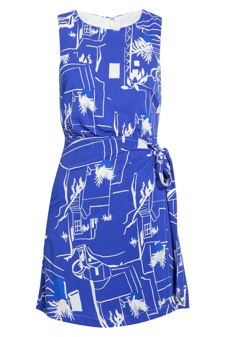 Mims Town Janis Faux Wrap Minidress, Alternate, color, WHITE-BLUE-MULTI