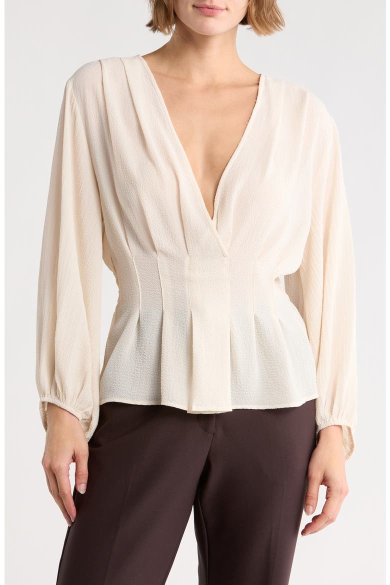 Ruffle Neck Long Sleeve Top, Main, color, IVORY