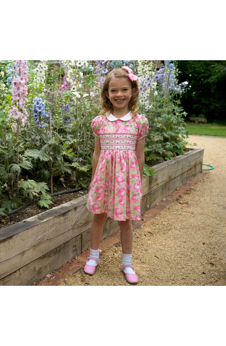 Rachel Riley Classic Rose Smocked Dress, Alternate, color, Pink