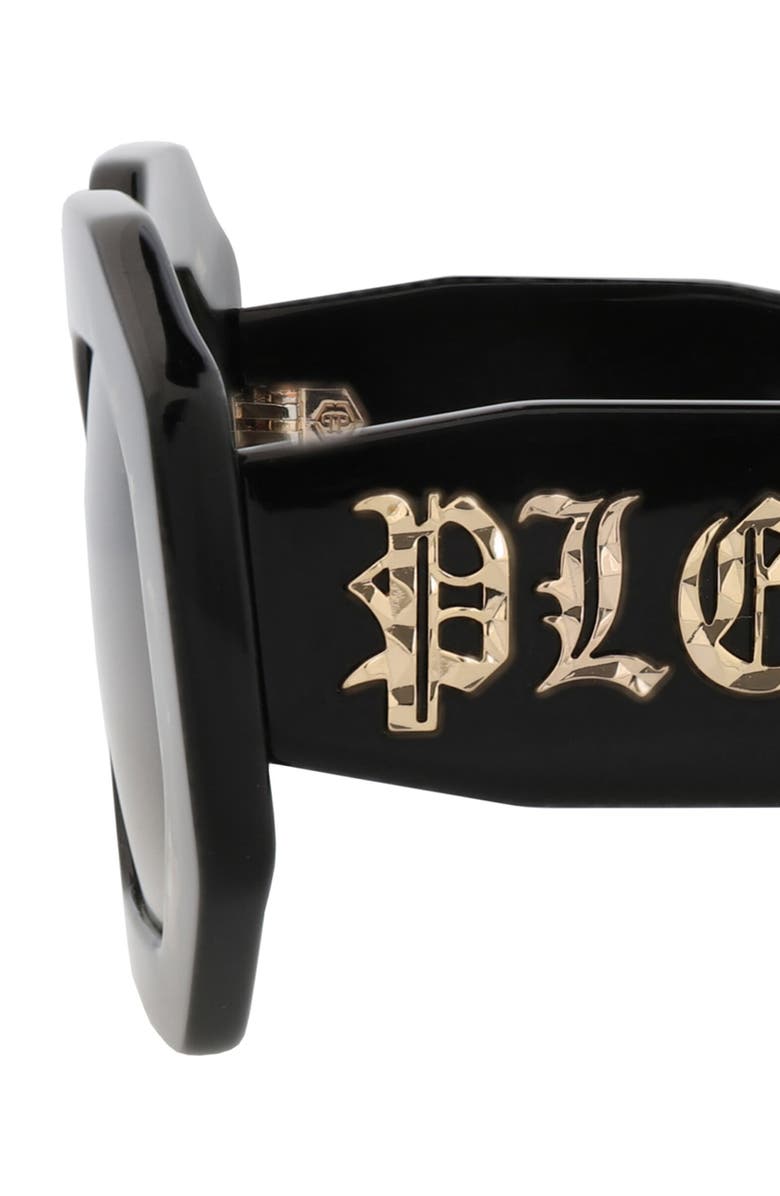 PHILIPP PLEIN 55mm Geometric Sunglasses, Alternate, color, Black Black Green