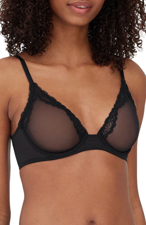 Skarlett Blue Passion Underwire Plunge Unlined Mesh Bra in Black at Nordstrom, Size 36Dd