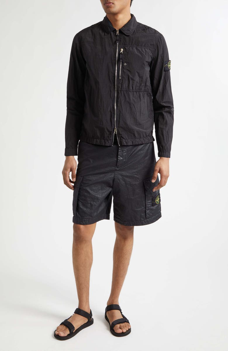 Stone Island Nylon Cargo Shorts, Alternate, color, Black