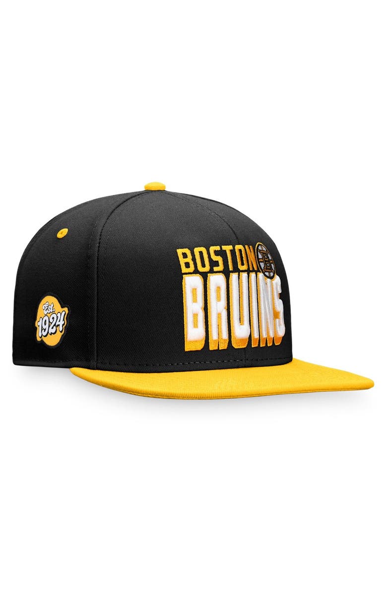 FANATICS Men's Fanatics Branded Black/Gold Boston Bruins Heritage Retro Two-Tone Snapback Hat, Main, color, Black