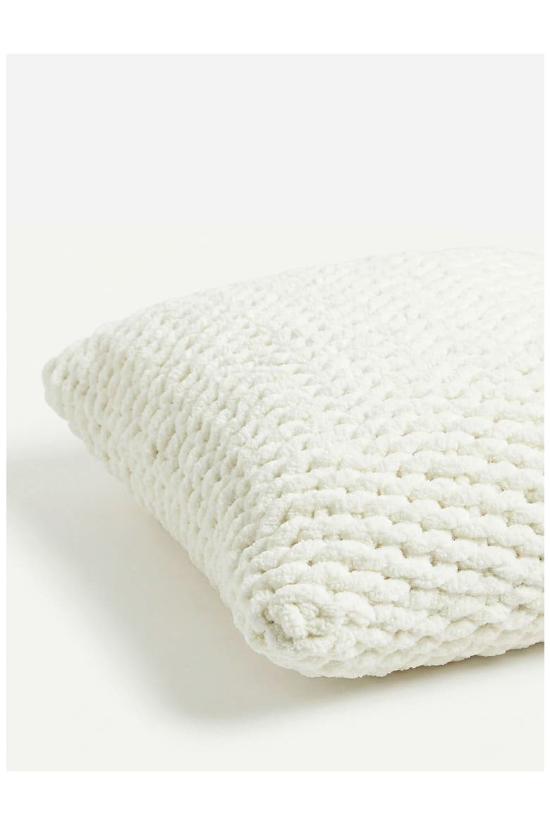 Snug Loose Knit Throw Pillow, Alternate, color, OFF WHITE