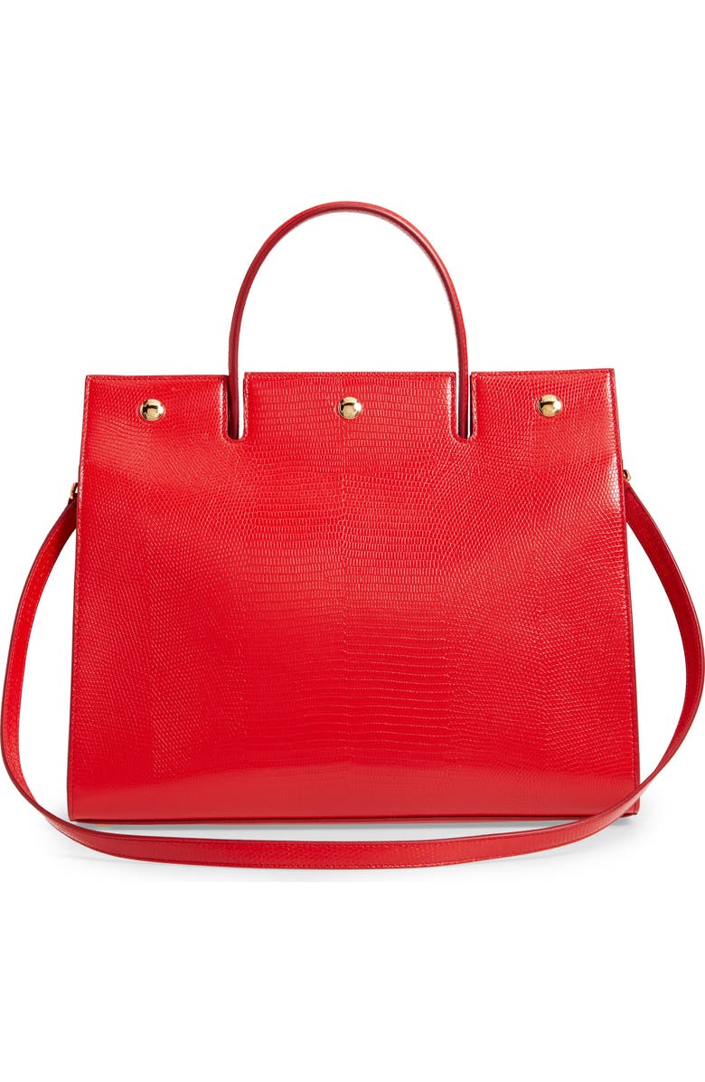 Burberry Medium Title Lizard Embossed Leather Bag, Alternate, color,