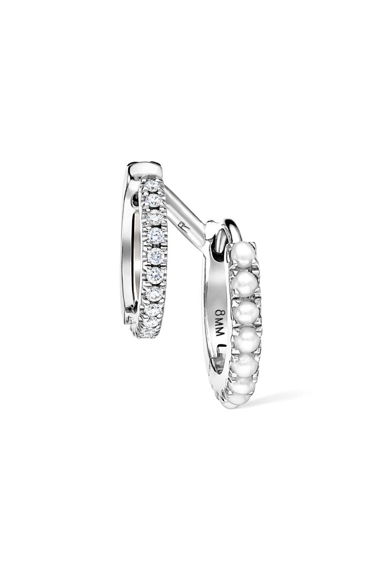 MARIA TASH Pearl & Diamond Double Eternity Linked Hoop Earring & Cuff, Alternate, color, White Gold