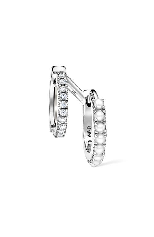 Maria Tash Pearl & Diamond Double Eternity Linked Hoop Earring & Cuff In Metallic