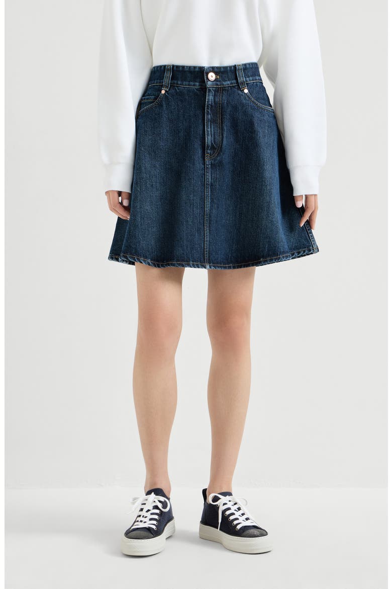 Denim mini skirt, Main, color, Denim