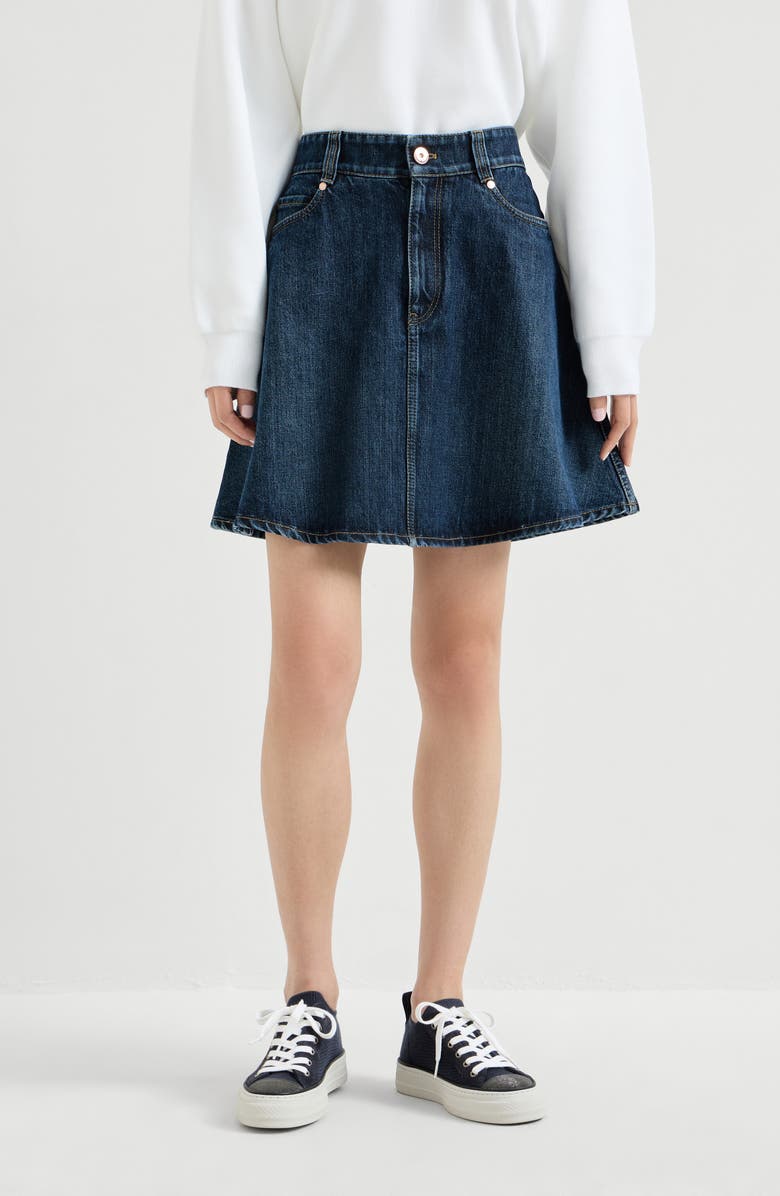 Brunello Cucinelli Denim mini skirt, Alternate, color, Denim